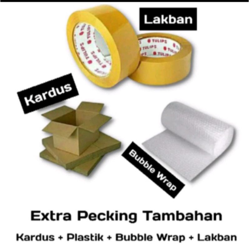 

Packing Tambahan Dus dan Bubble Wrap Extra Tambahan Packing Lakban Plastik Pelindung Paket