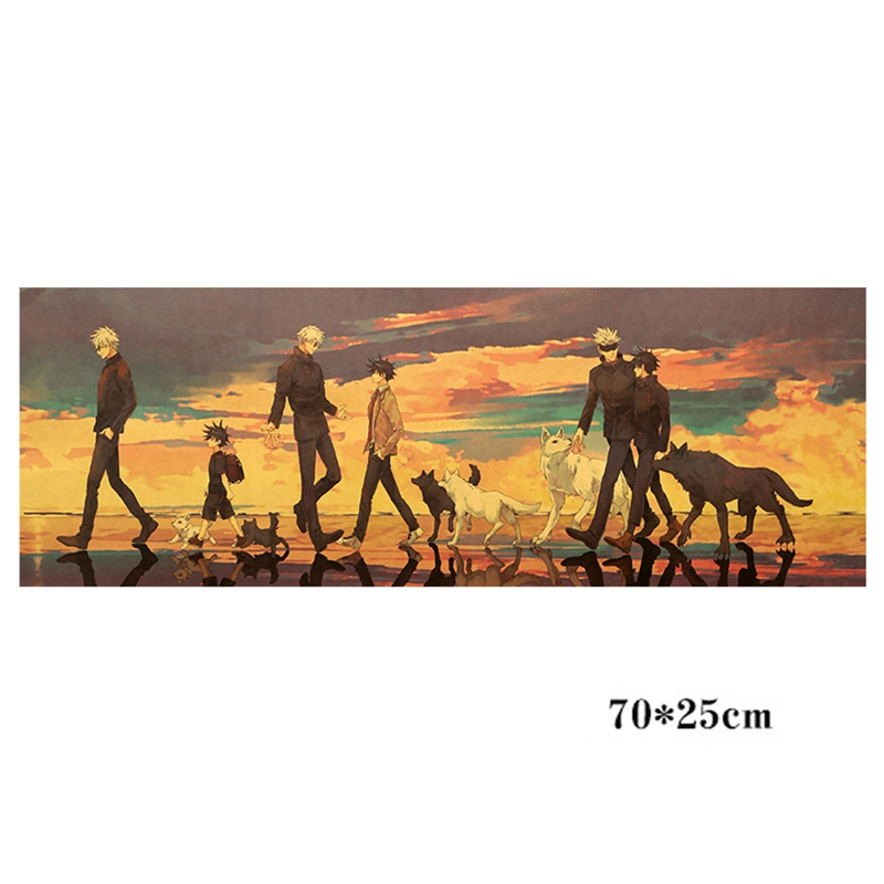 Poster Lukisan Dinding Desain Anime Jujutsu Kaisen Bahan Kertas Kraft Untuk Dekorasi Ruang Tamu-1