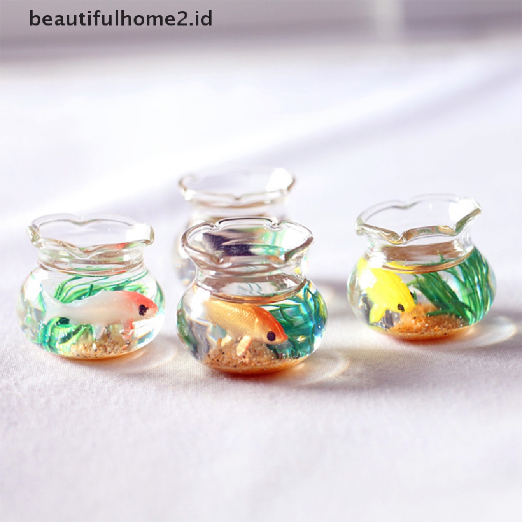 (beautifulhome2.id) Miniatur Akuarium Ikan Bahan Kaca Untuk Dekorasi Rumah Boneka