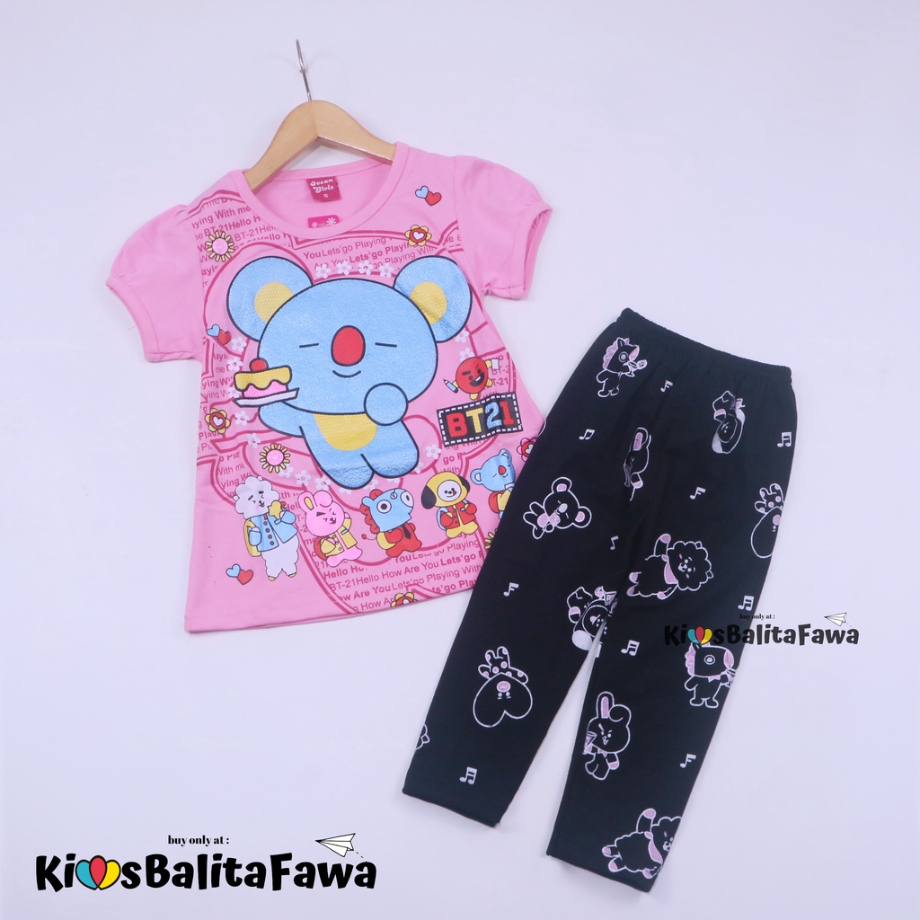 Setelan Plufy Kids Uk 5-6 Tahun / Baju Kaos Anak Perempuan Set Legging Celana Panjang Cewek Karakter