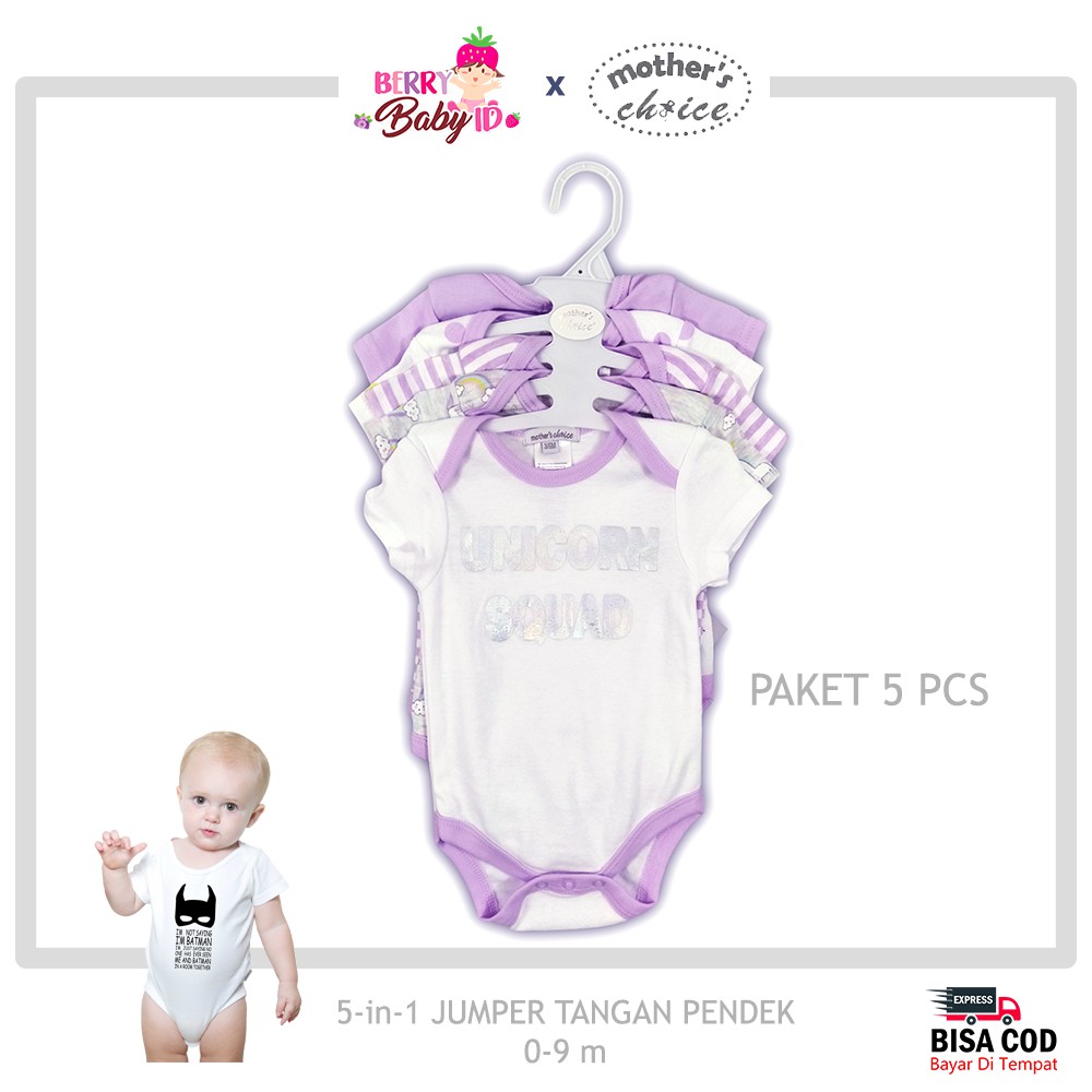 Mother's Choice 5 Pcs Jumper Bayi Tangan Pendek Baju Bayi Premium MCH005 Berry Mart