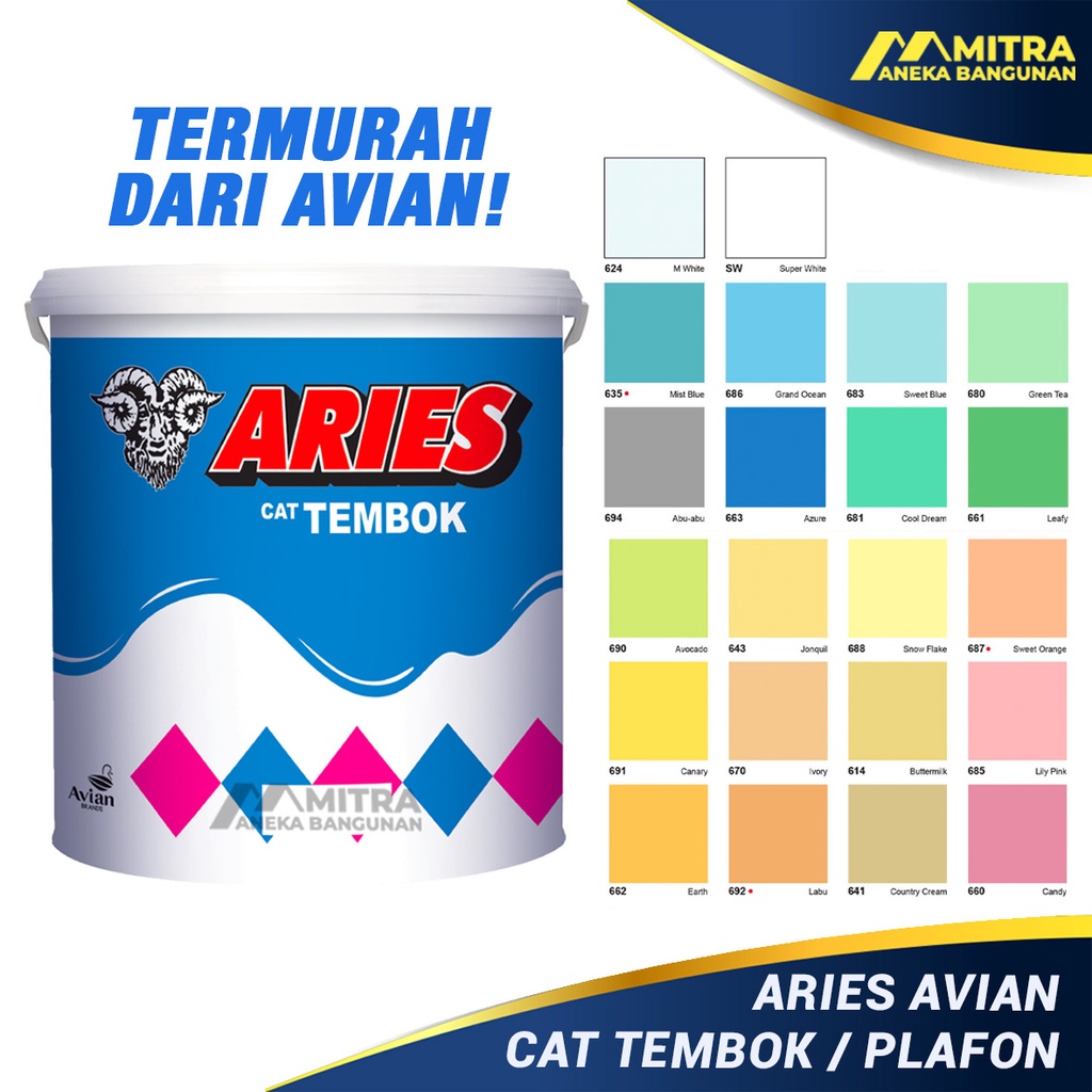 Jual cat tembok aries avian 5 kg /cat tembok murah / cat dinding