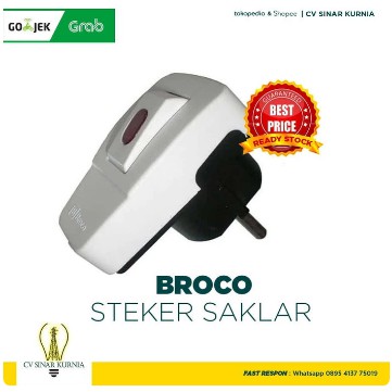 COLOKAN BROCO STEKER SAKLAR + LAMPU PUTIH 13311 HARGA GROSIR - 1331165