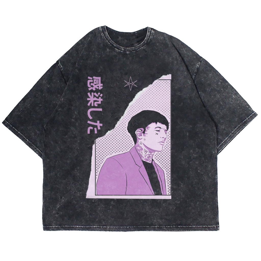 KAOS OVERSIZE BMTH OLIVER SYKES JAPAN WASHING VINTAGE TEE ( WASHING T-SHIRT )