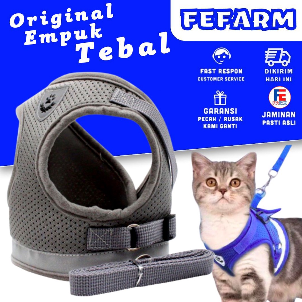 TALI KUCING HARNESS ANJING KUCING TALI TUNTUN KUCING TALI KUCING HARNESS KUCING ROMPI BAJU KUCING CAT FEFARM
