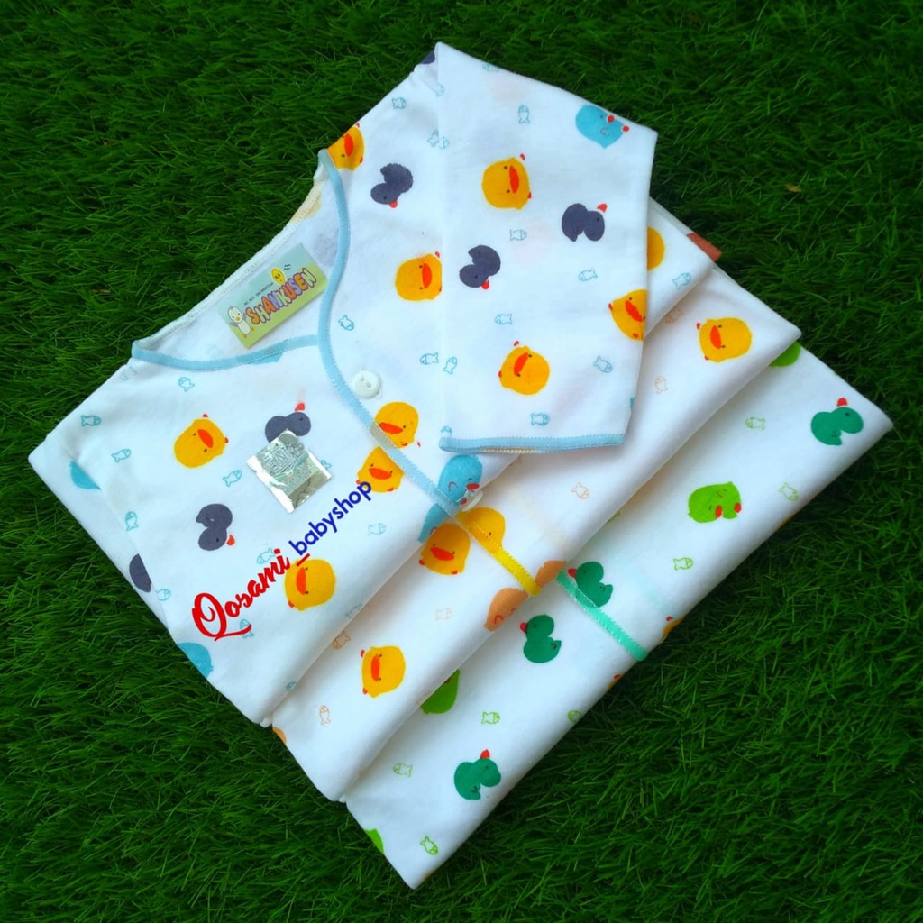 SHANKUSEN 3 pcs Baju Panjang Kancing Bayi Motif SNI