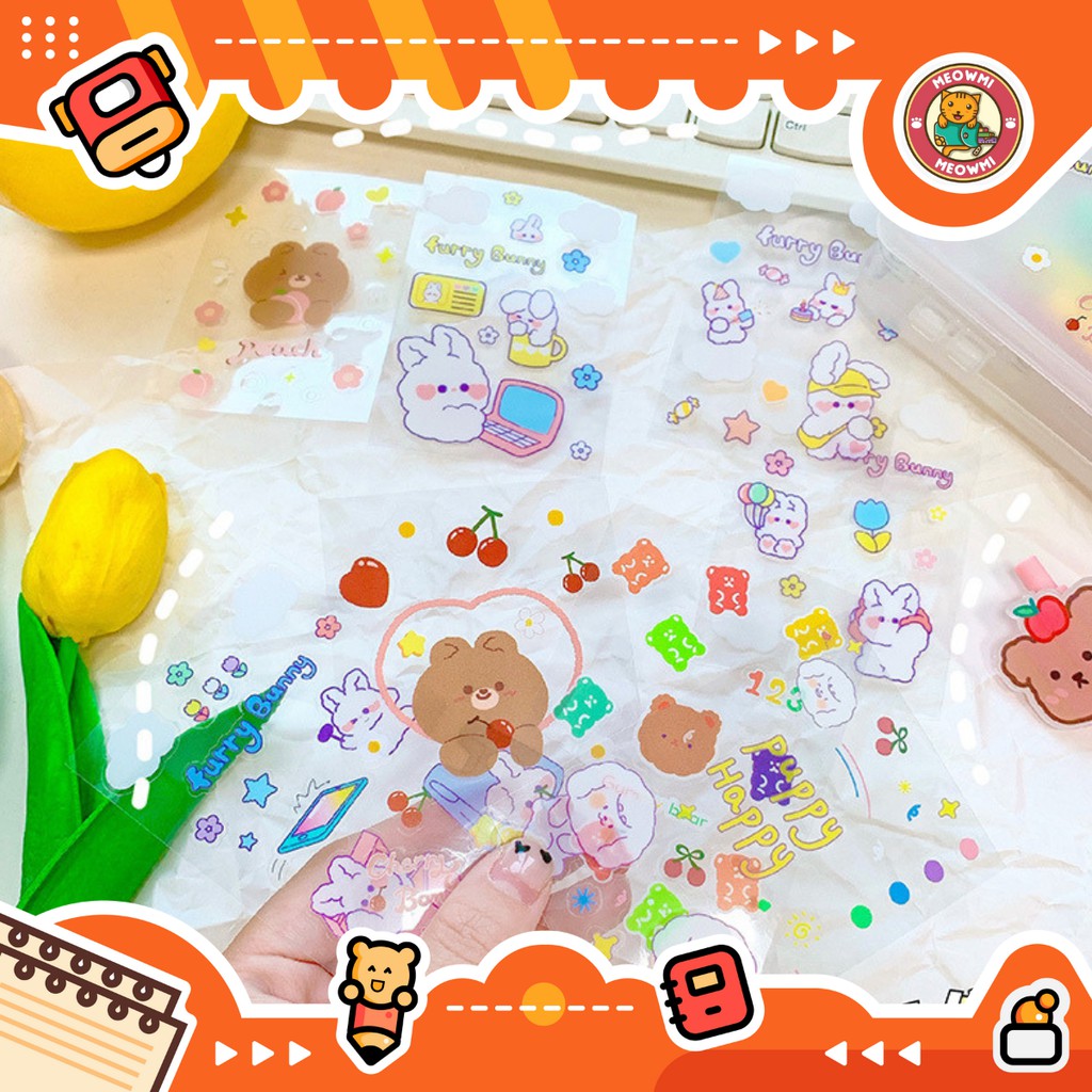 

[MEOWMI] Sticker Aesthetic Bujo Bear Bunny STK0021