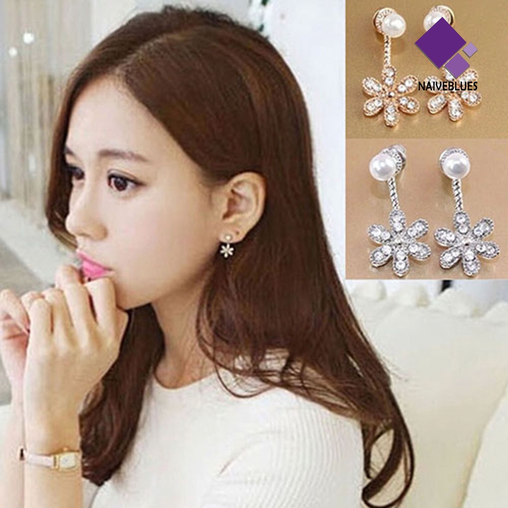 Anting Mutiara Berlian Imitasi Bahan Alloy Anti Karat Untuk Wanita