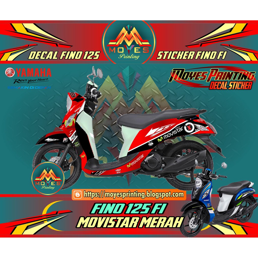 Jual Sticker Yamaha Fino 125 FI Decal Motor Fino FI 125 Movistar Merah Indonesia Shopee Indonesia