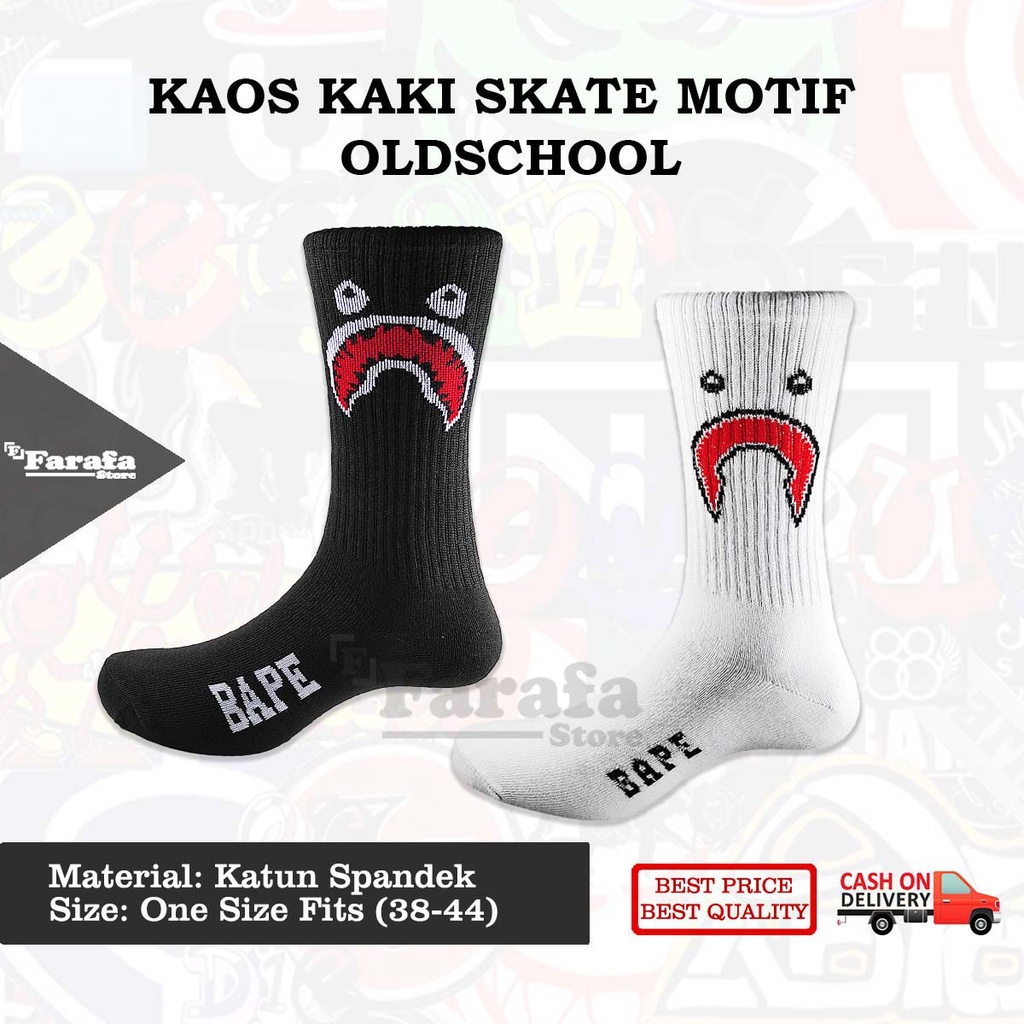 Kaos Kaki Skate Kaos Kaki Distro Kaos Kaki Old School Motif Bape Bahan Katun Premium