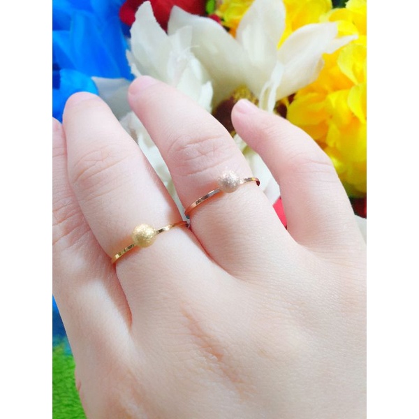 Cincin Simple Bola Ukir Pasir Titanium Cincin Wanita