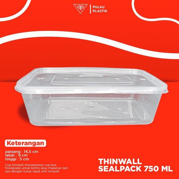 ✅Terlaris Thinwall Sealpack 750 ml Rec / Kotak Makan Bening - Warna