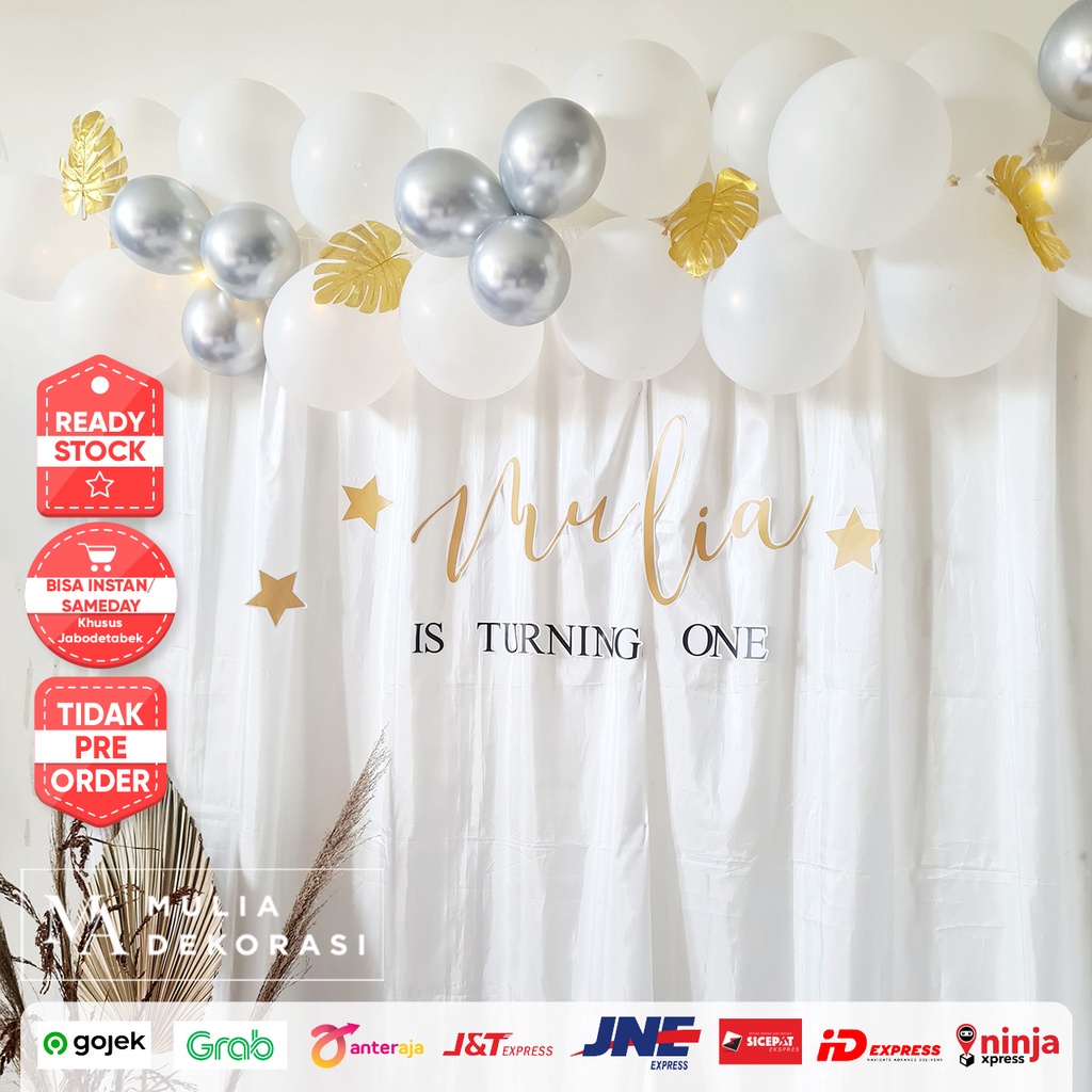 Backdrop Ulang Tahun Estetik Elegan Dekorasi Anak Murah Is Turning Photobooth Birthday Property Paket Mulia Mevvah