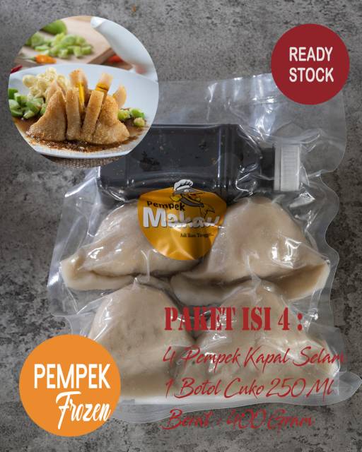 

Pempek Kapal Selam (Paket frozen isi 4 Kapal Selam) Free Cuko khas Palembang