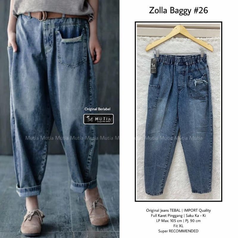 baggy jeans mutia - celana jeans wanit