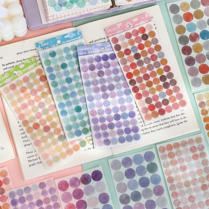 

(BISA COD) 6 Pcs Dots Washi Planner Stickers Bulat Round Deco Bujo Perencana Lucu TERUJI Kode 733