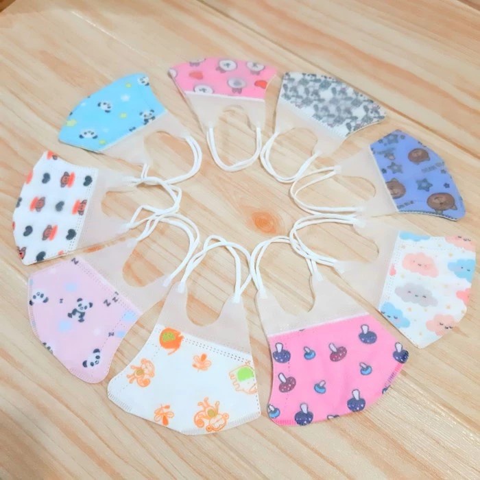 Masker Duckbill Anak Import Motif Lucu Imut 3-12 Tahun 5ply