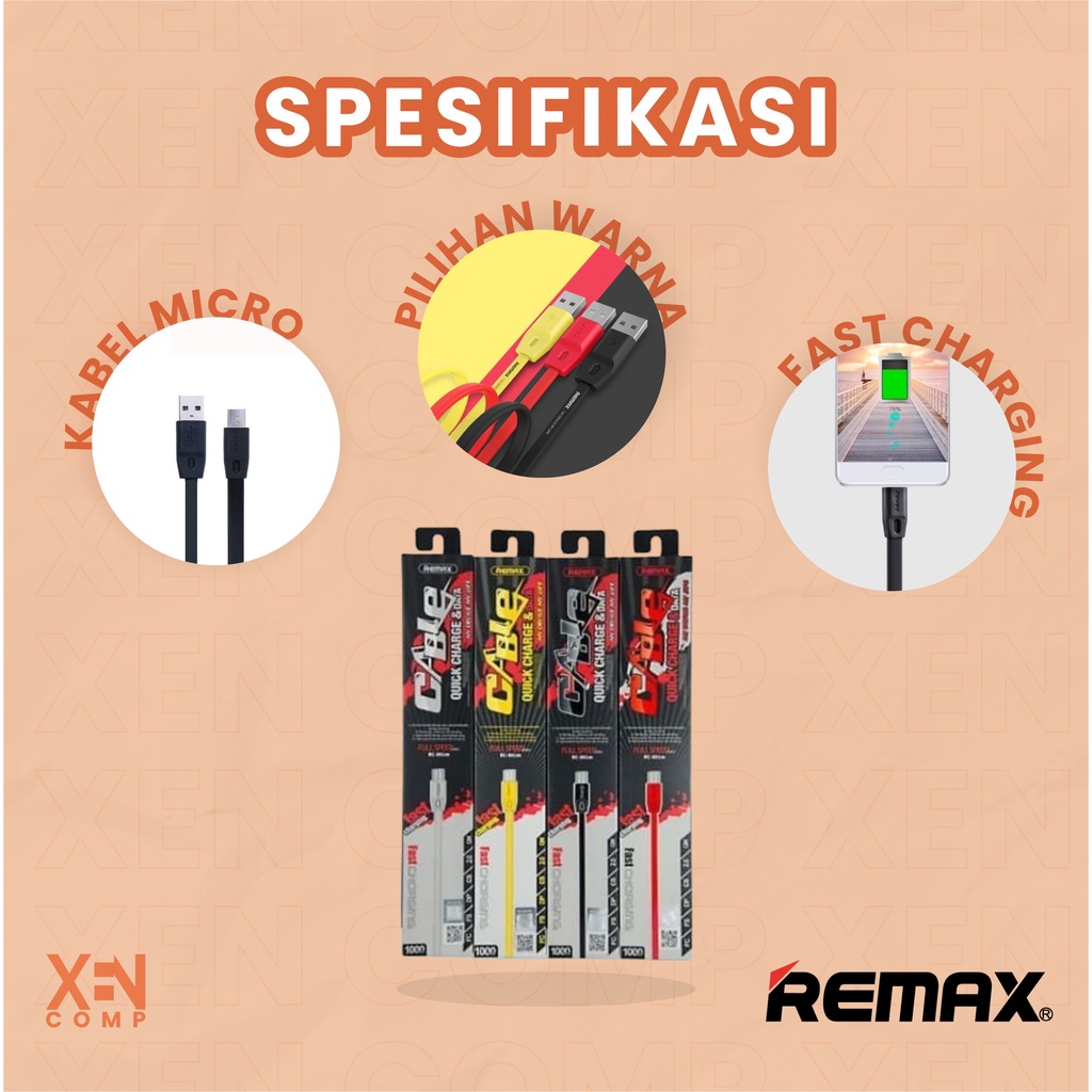 Remax Kabel Data Micro USB Full Speed Fast Charging 2.1A RC-001M 1 Meter 2 Meter