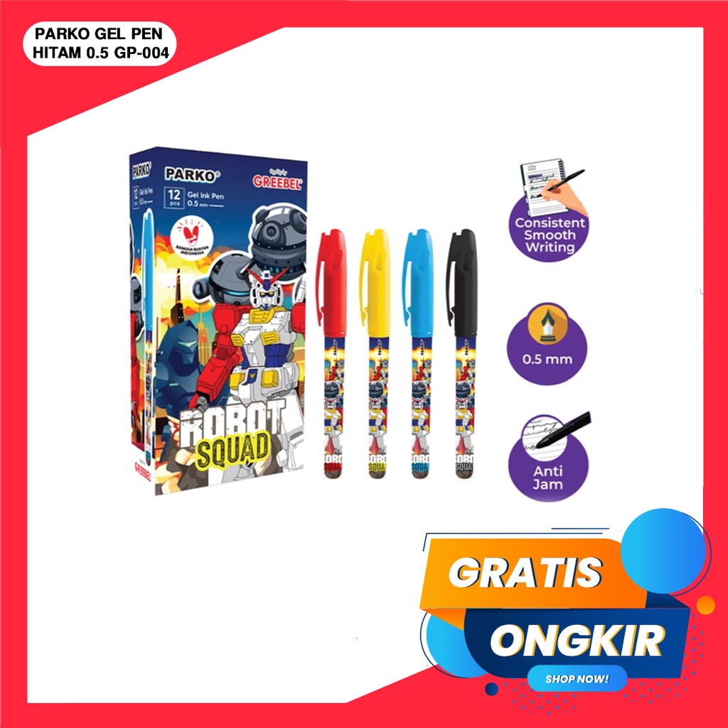 PARKO GEL PEN GP-004 HITAM 0.5