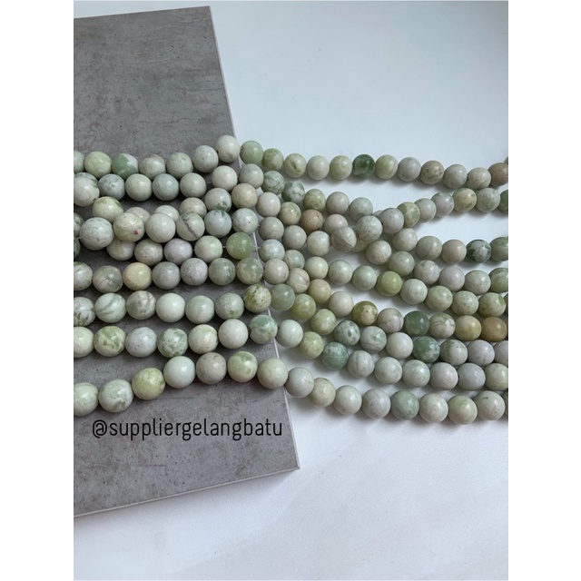 batu green yaspis 14mm natural hijau putih bahan fashion gelang kalung anting strap mask kerajinan tangan craft citayam fashion week etink vintage elegan bali manik crystal perhiasan