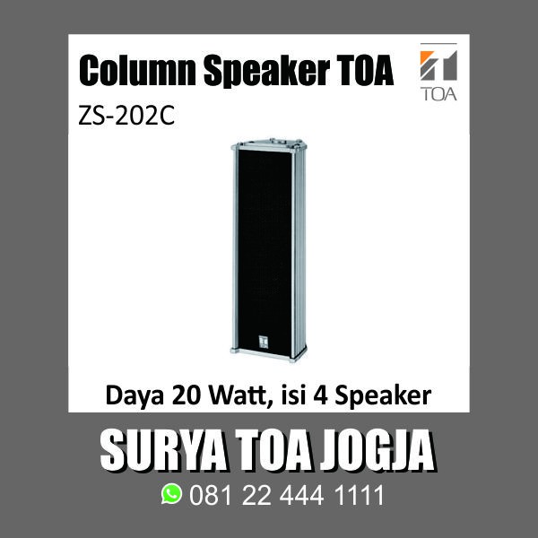 Column Speaker TOA ZS-202 C ZS 202 202C 20 Watt W 20W Besi isi 4 untuk Mushola Masjid Mesjid Aula