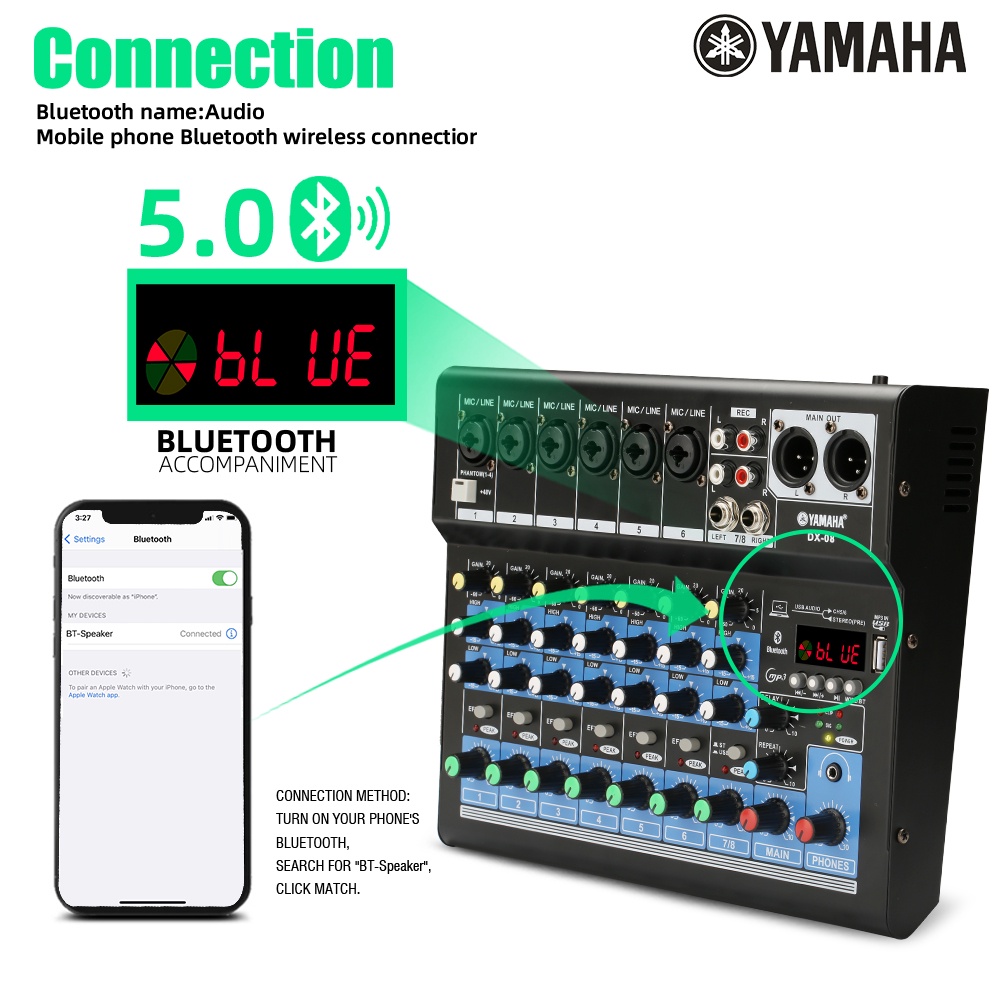 AUDIO MIXER  DX08/DX06/DX04 SBLUETOOTH,USB,RECORD,SOUNDCARD,REVERB Mixer audio saluran 8/6/4