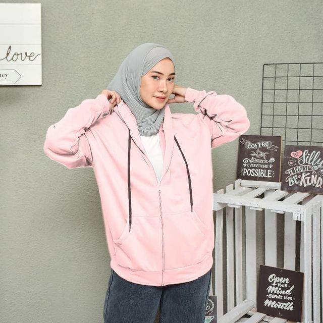 Zipper Hoodie Oversize / Hoodie Polos Zipper Wanita Oversize