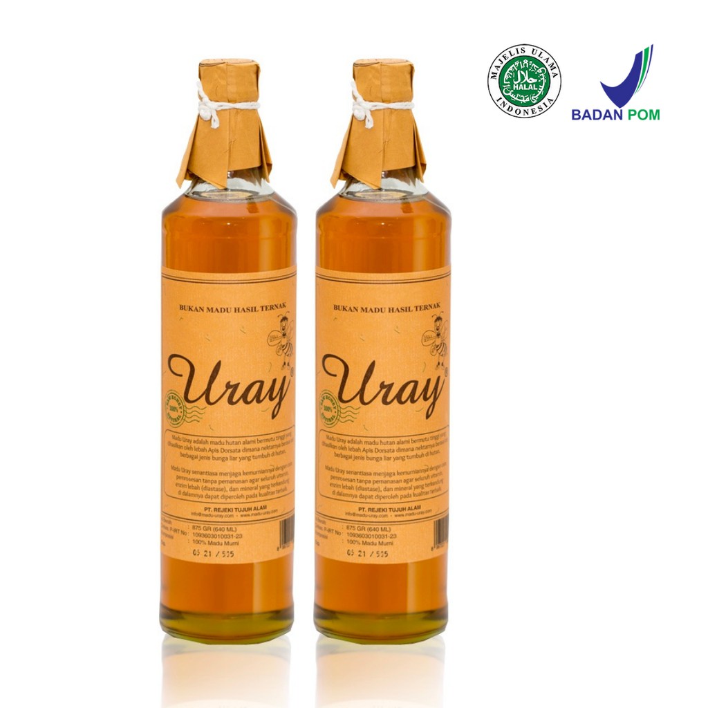 Twin Pack Madu Uray / Madu Lebah Hutan / Raw Natural Honey 640ml x 2pc