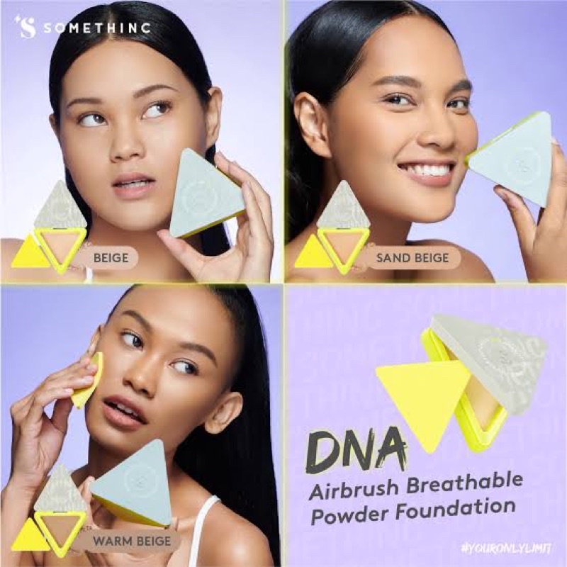 &lt; bedak padat &gt; somethinc Dna powder foundation - SOMETHINC DNA Airbrush Breathable Powder Foundation - Bedak Padat