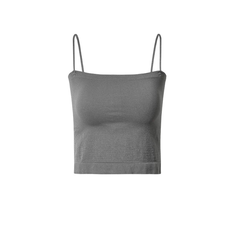Sandy Bralette Square Tanktop Bra Tali Tipis Spaghetti Tank Top Kotak-Grey long