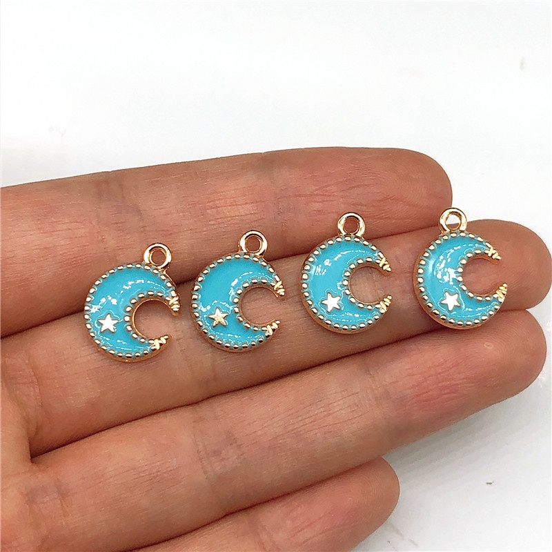 4pcs Liontin Mahkota Bintang Hati Biru Bahan Alloy Charms