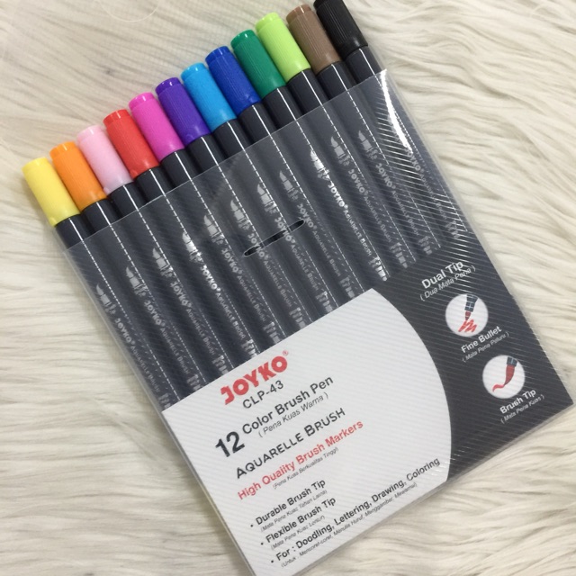 

12 Color Brush Pen Joyko CLP-43 Dual Tip