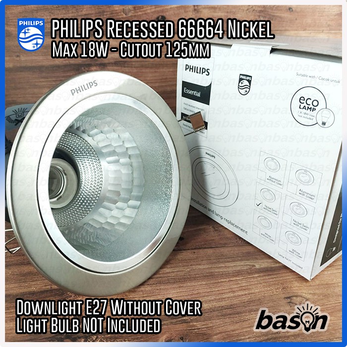 PHILIPS 66664 Nickel | Rumah Lampu 4&quot; Downlight Recessed E27