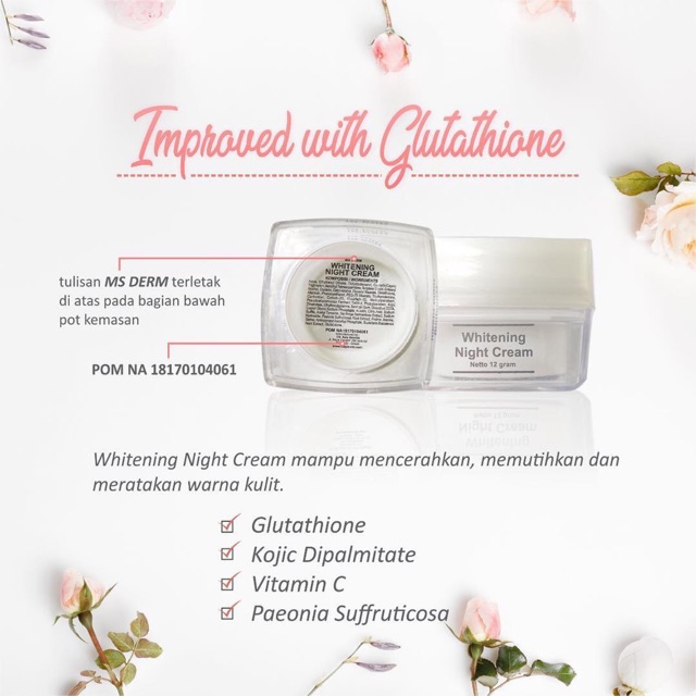 Cream malam Ms glow / night whitening step 1 2 3 4 ultimate acne msglow luminous night