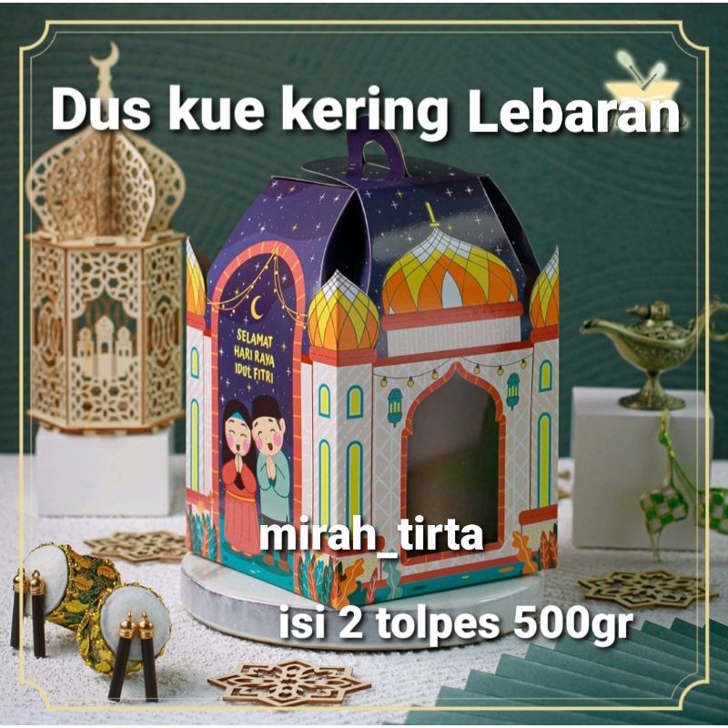

❤PROMO SALE❤Dus kue kering 500gr isi 2 toples. Dus hampers lebaran. dos hampers idul fitri. kue kering idul fitri