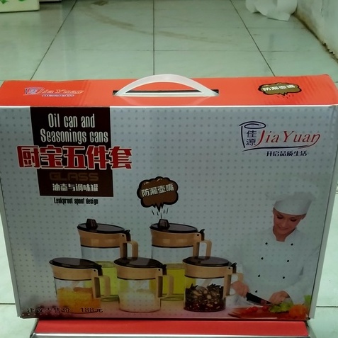 Tempat Bumbu Dapur 5 in 1 Botol Minyak Dan Tempat Bumbu Gula Garam Multifungsi