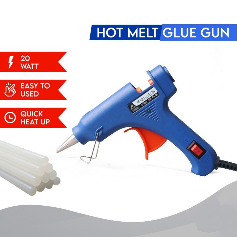 Lem Tembak Glue Gun 20W GRATIS Lem Lilin Bakar Alat Kerajinan DIY gun Pistol Lem Prakarya