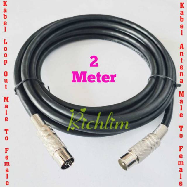 Kabel Loop Out Antena TV Male To Female / Kabel Antena TV Jumper/Paralel 2 Meter