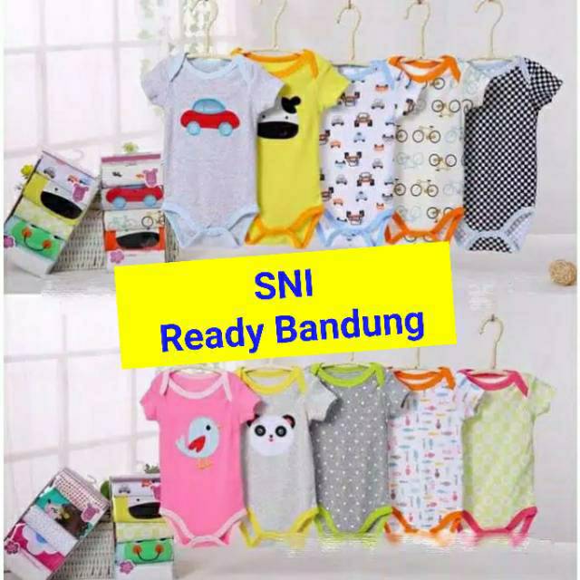 SNI isi 5 pcs Jumper Cotton's Mill Bodysuit Lovelle Cart's bayi motif jumper lucu romper bayi jumper
