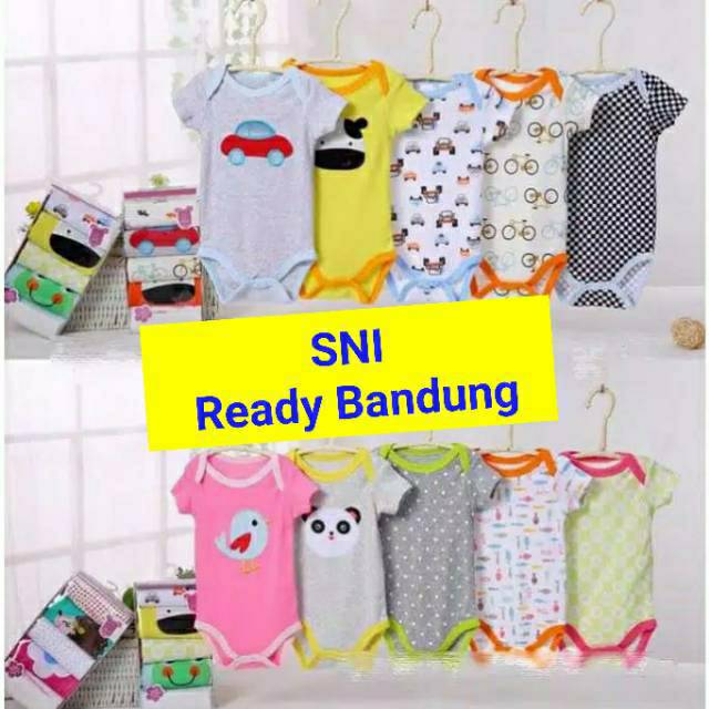 SNI isi 5 pcs Jumper Cotton's Mill Bodysuit Lovelle Cart's bayi motif jumper lucu romper bayi jumper