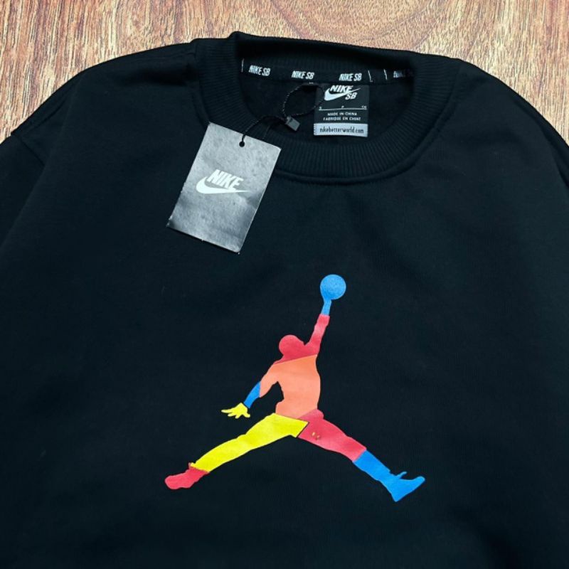 SWEATER CREWNECK NIKE AIR JORDAN RAINBOW JUMP HITAM&amp;PUTIH AUTHENTIC PREMIUM FULLTAG &amp; LEBEL