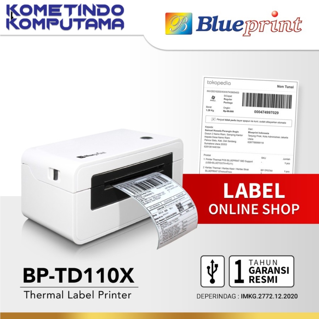 BP-TD110X Printer Barcode Thermal / Label Resi A6 BLUEPRINT TD110X USB