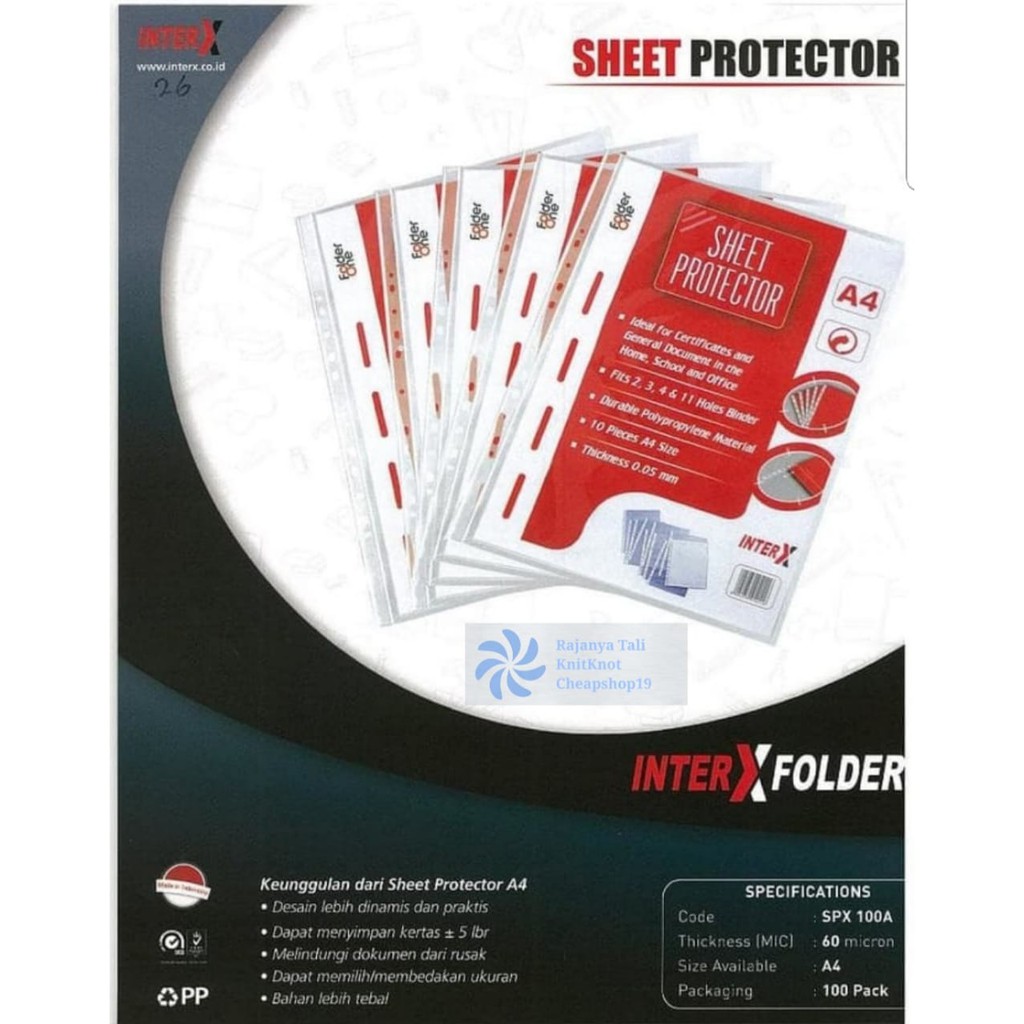 

Sheet Protector / PP Pockets A4 - Inter X Folder INTERX isi 10 pcs