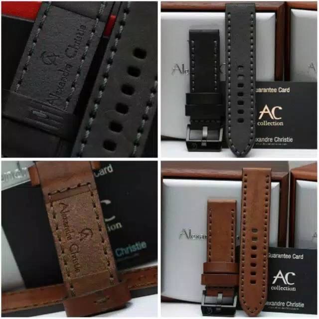 Tali kulit jam tangan alexandre christie man ukuran 24 original coklat