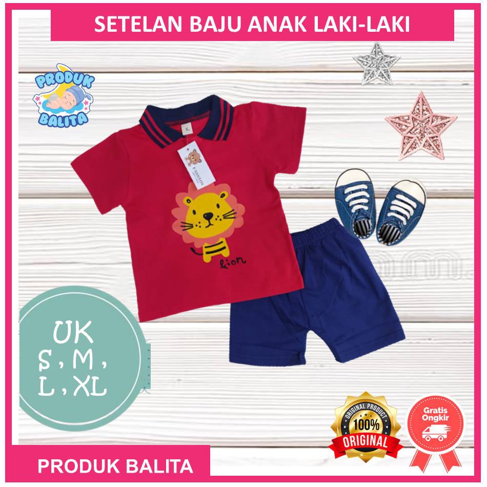 Setelan Kaos Lengan Pendek Import Kaos +Celana Anak Cowok