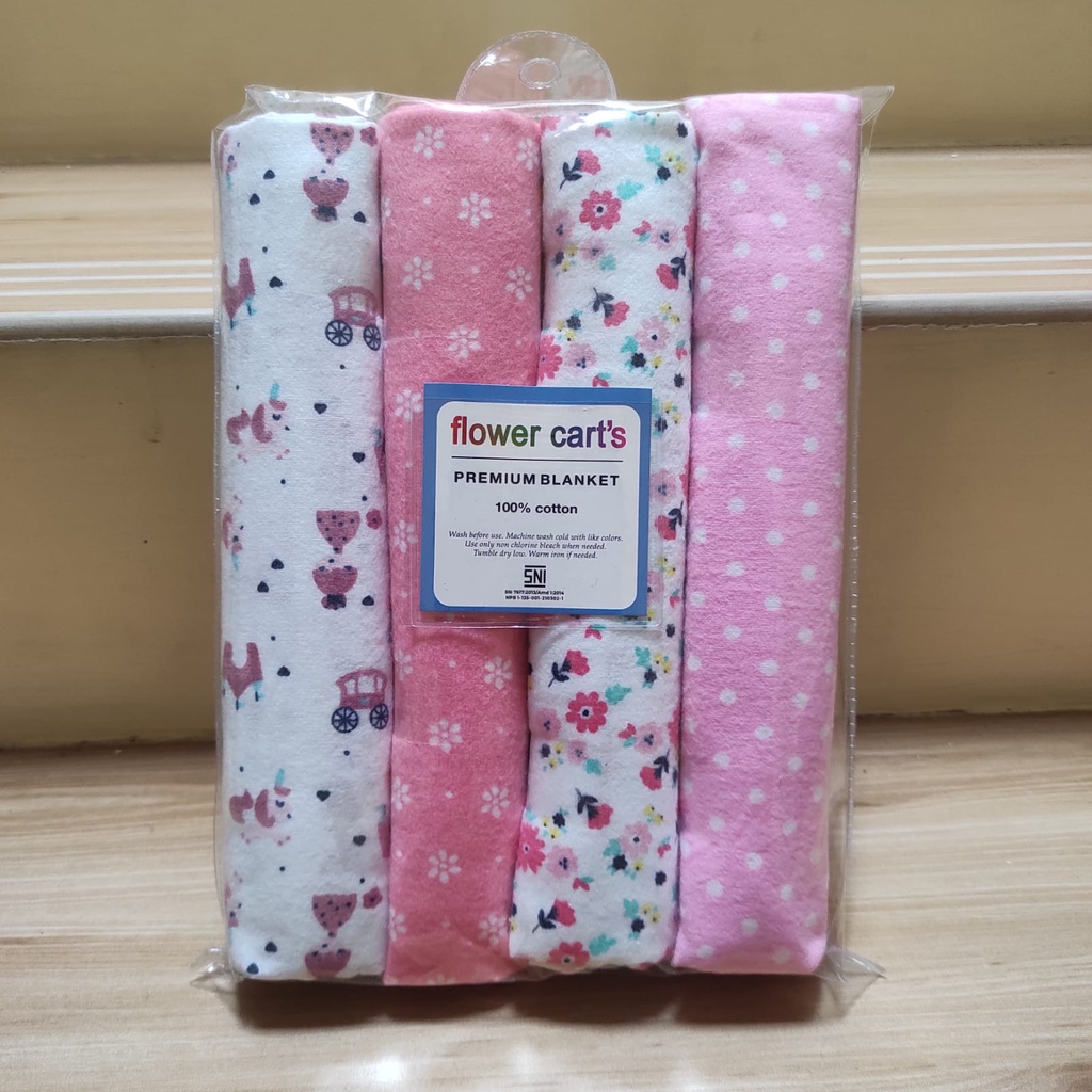 Bedong Bayi Motif Lembut 4in1 Perempuan Laki-Laki Bahan Katun Flanel Perlengkapan Bayi Baru Lahir