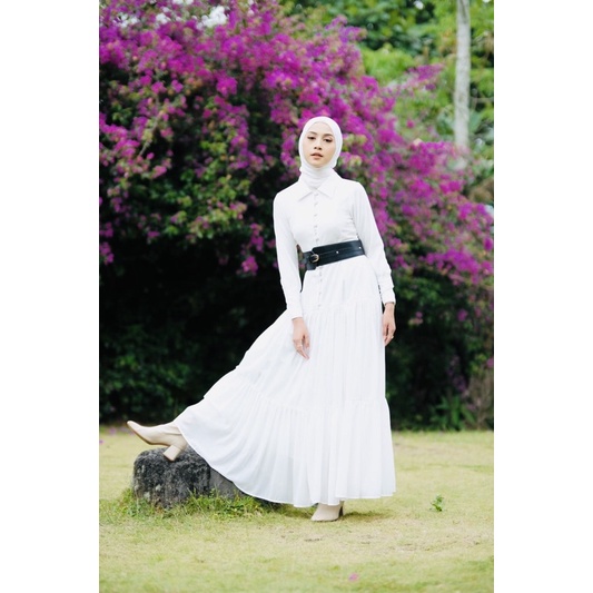 AURORA DRESS BYGIAGIO gaun kondangan dress akad simple gaun wedding pernikahan baju muslim putih dres lamaran elegan pakaian wanita pesta elegan fashion korea dres lebaran cantik anggun mewah nyaman gaun vintage fashion gaun bahan ceruty baby doll furing