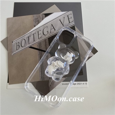 Casing iPhone 14 13 Pro MAX 12 11 Pro MAX XS MAX XR X 7 8 + Motif Beruang Transparan Shockproof
