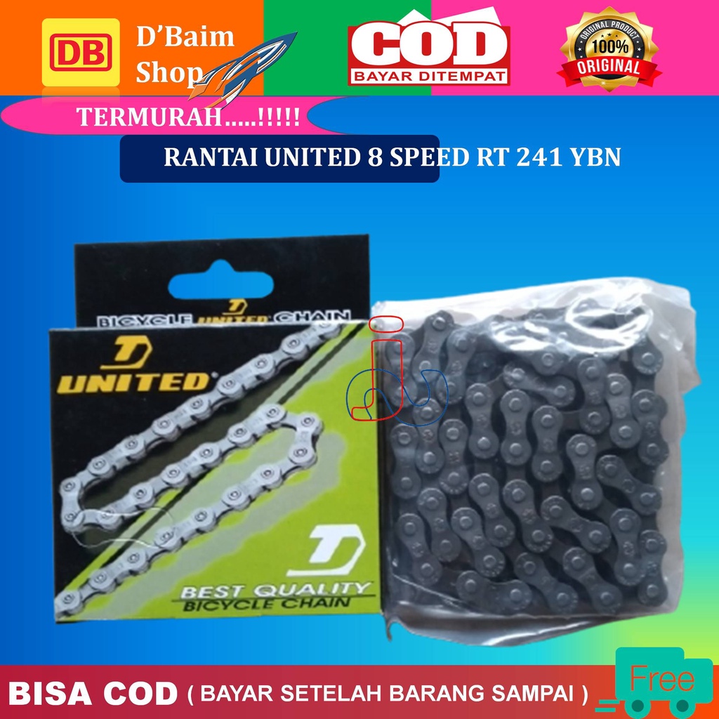 Rantai Sepeda Gunung UNITED 8 Speed RANTAI UNITED 8 SPEED RT 241 YBN