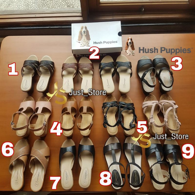 Sandal Wedges Hush Puppies Original Kulit Asli